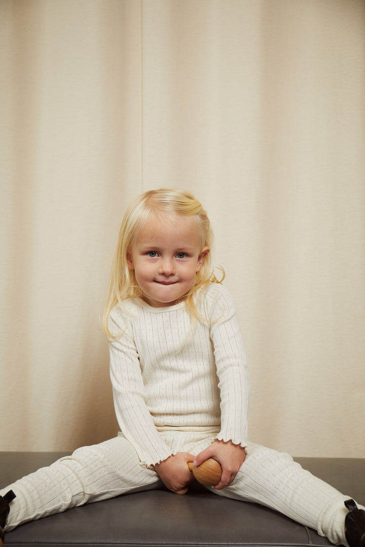 POINTELLE JUNIOR LEGGINS M. BINDEBÅND - CREAM