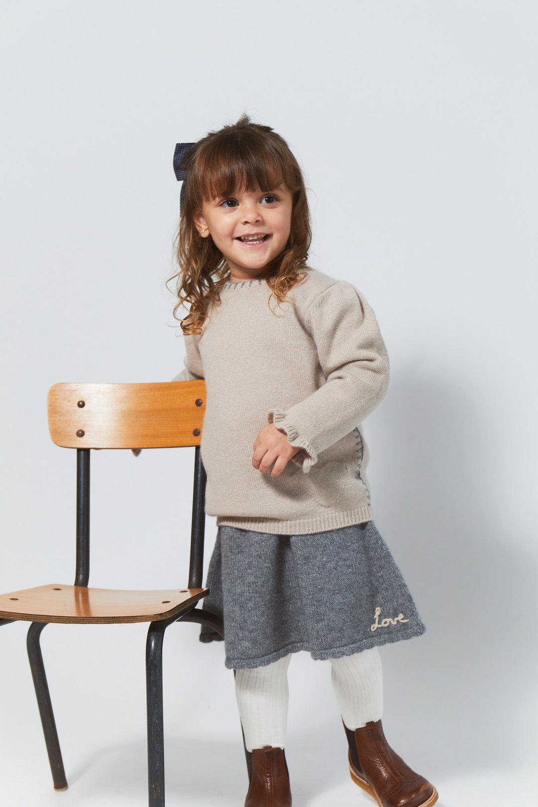 Cashmere Blouse m. Hjerte - Beige
