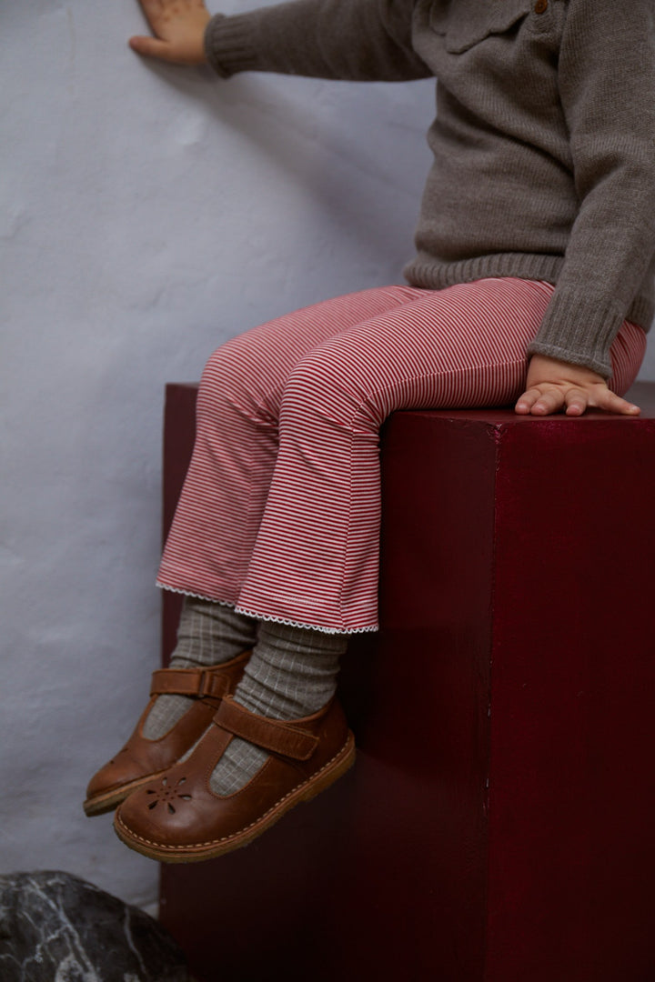 STRIBET TROMPET BUKSER - RED/CREAM STRIPE