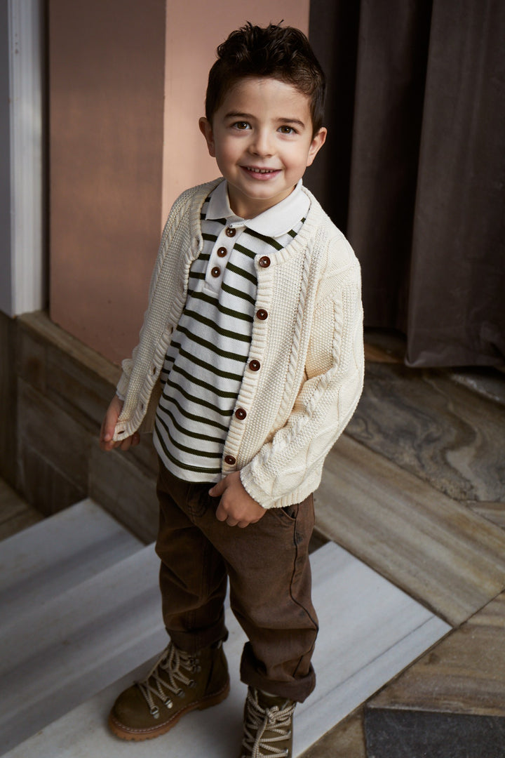 KABELSTRIKKET CARDIGAN - CREAM