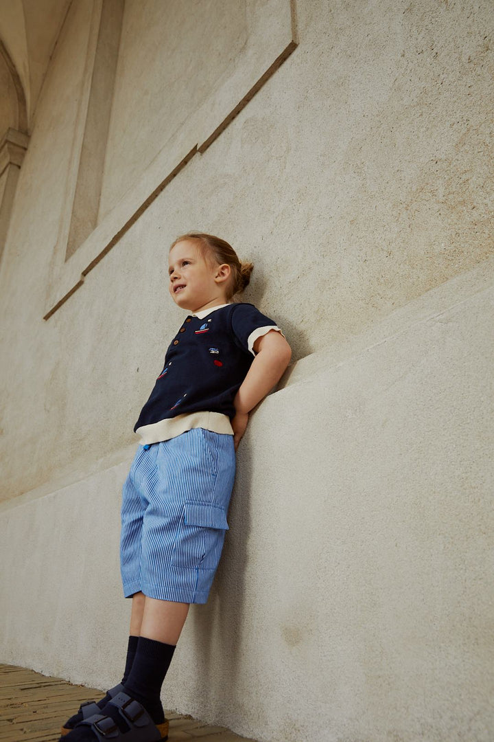 STRIBET SHORTS M. LOMME - SHARP BLUE STRIPE