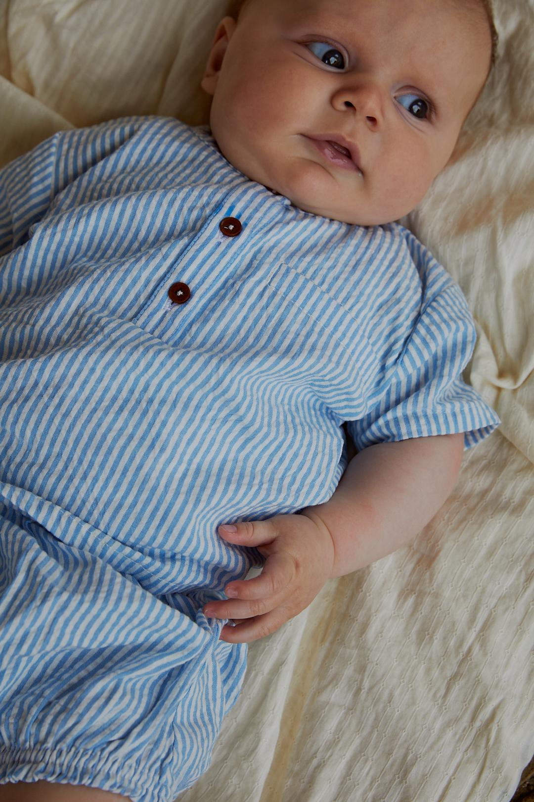BÆK AND BØLGE BABY SET - SKY BLUE W CREAM STRIPE