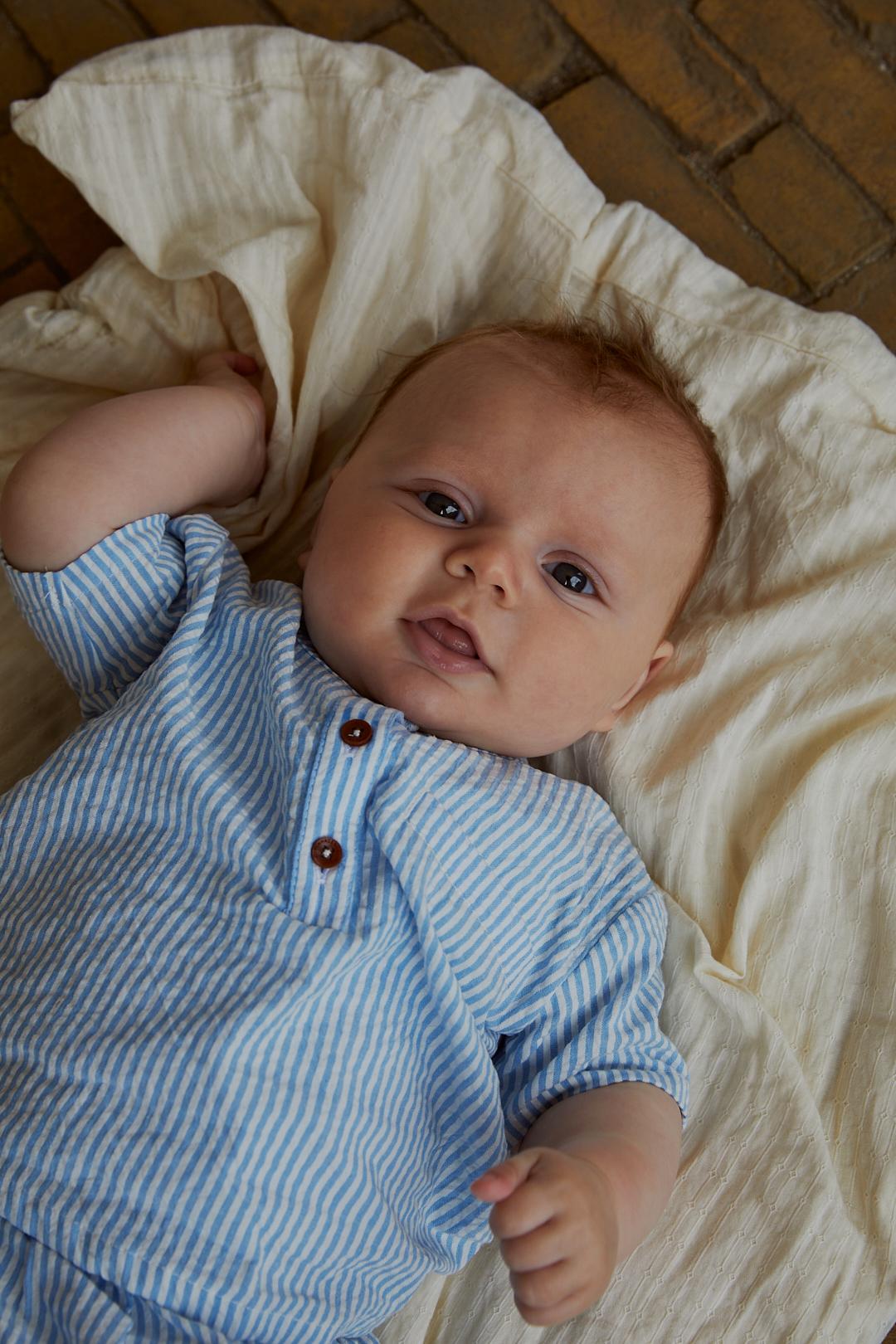 BÆK AND BØLGE BABY SET - SKY BLUE W CREAM STRIPE