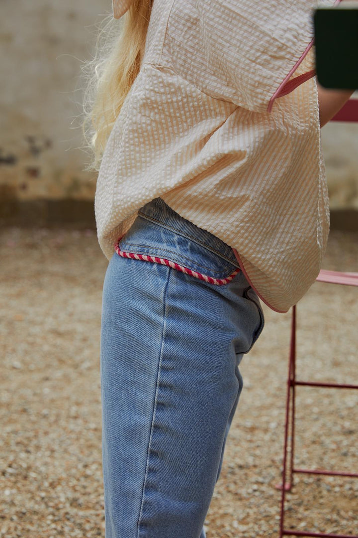 DENIM BUKSER MED REB - LT BLUE INDIGO WASHED