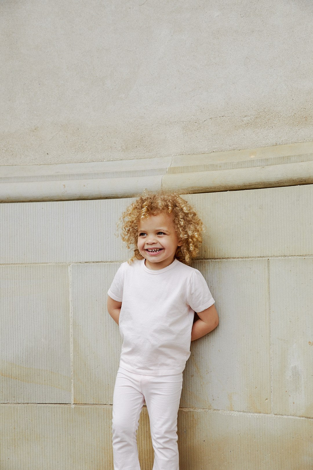 STRIBET T-SHIRT M. FLÆSE ÆRMER - BALLERINA/CREAM STRIPE