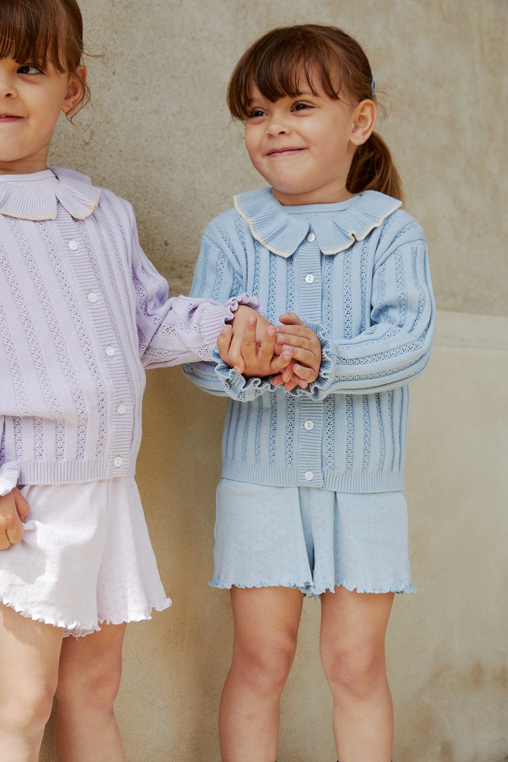 POINTELLE CARDIGAN M. KRAVE - DUSTY BLUE