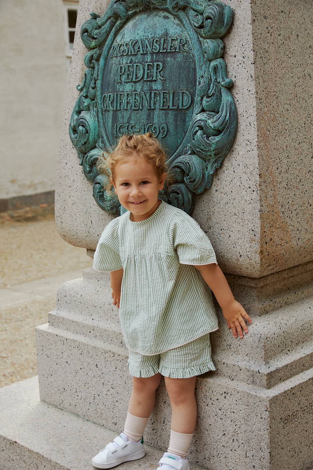 BÆK OG BØLGE SHORTS - GREEN W CREAM STRIPE