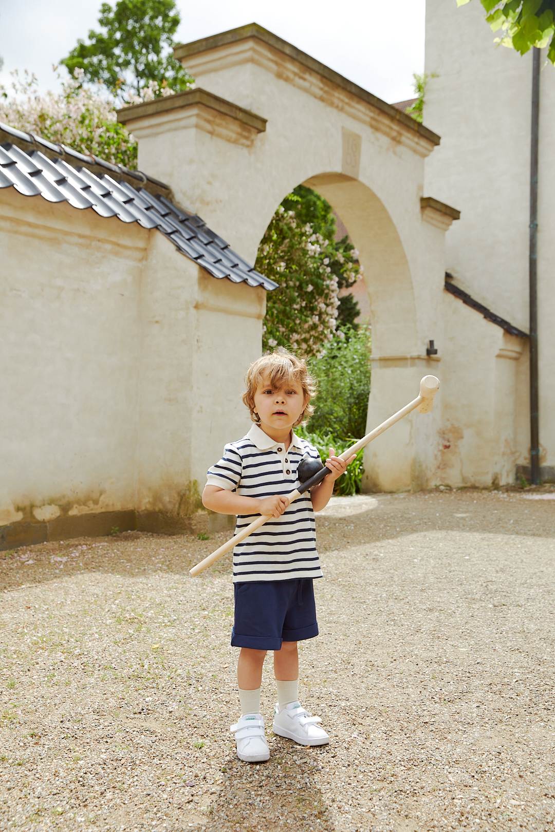 STRIBET POLO T-SHIRT - NAVY STRIPE