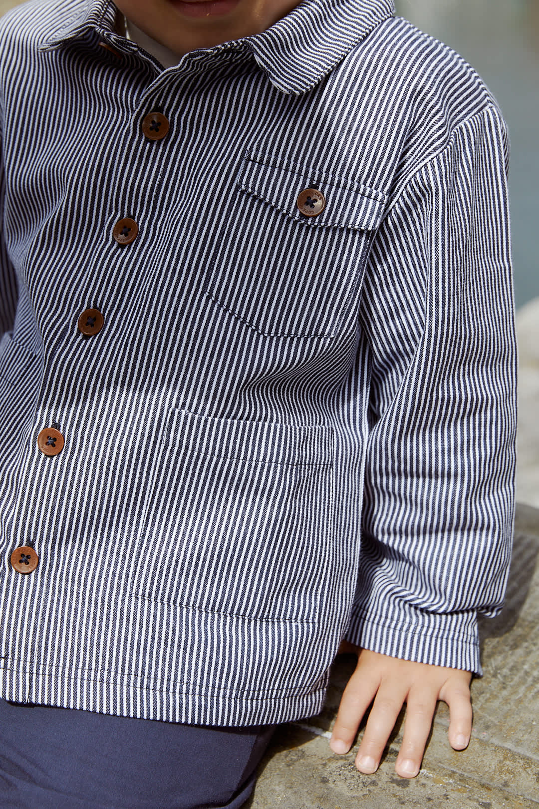 STRIBET TWILL JAKKE - NAVY STRIPE