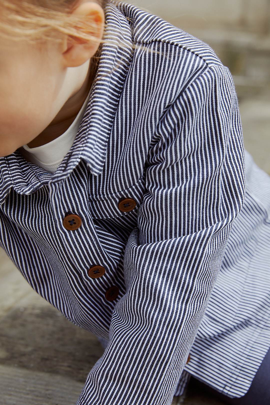 STRIBET TWILL JAKKE - NAVY STRIPE