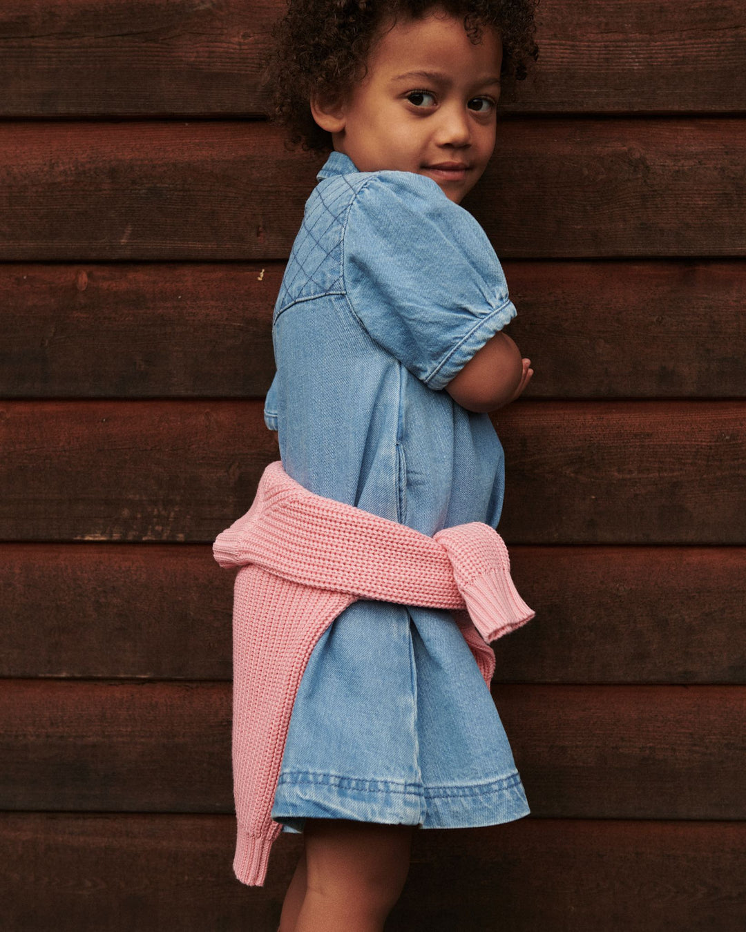 QUILTED DENIM KJOLE - LT. WASHED BLUE QUILT