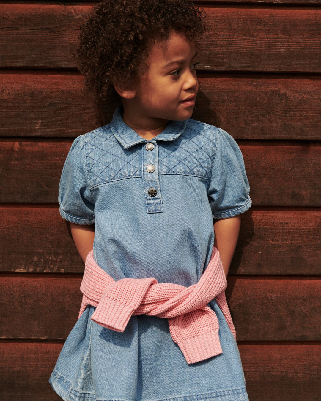 QUILTED DENIM KJOLE - LT. WASHED BLUE QUILT