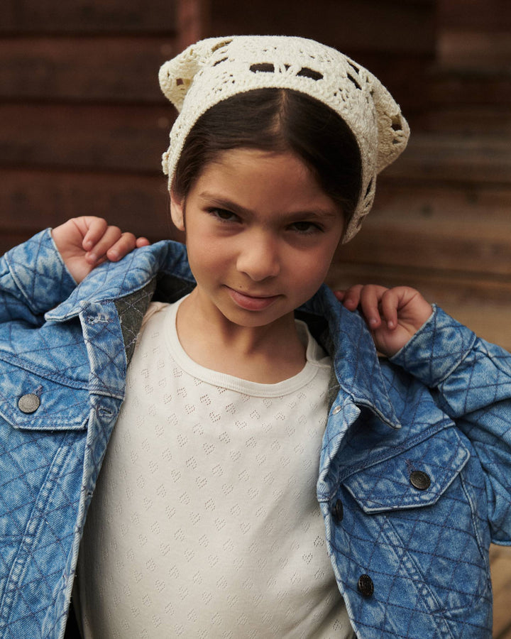 ØKOLOGISK QUILTED DENIM JAKKE - LT. WASHED BLUE QUILT