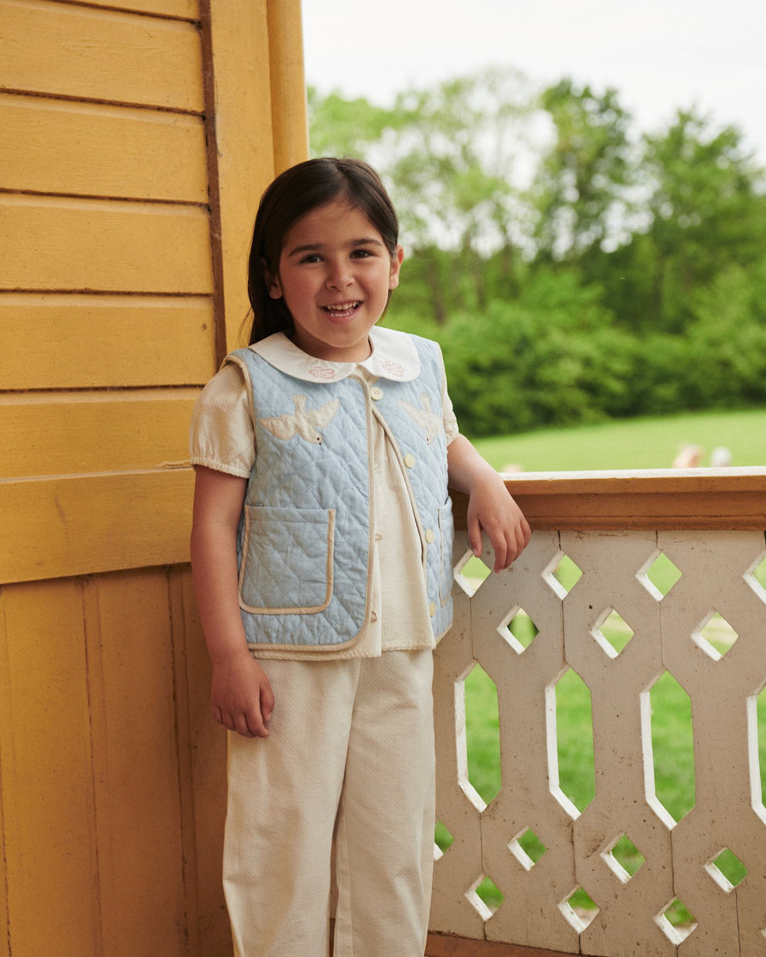 QUILTED VEST M. MØNSTER - LT. BLUE COMB.