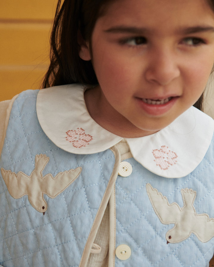 QUILTED VEST M. MØNSTER - LT. BLUE COMB.