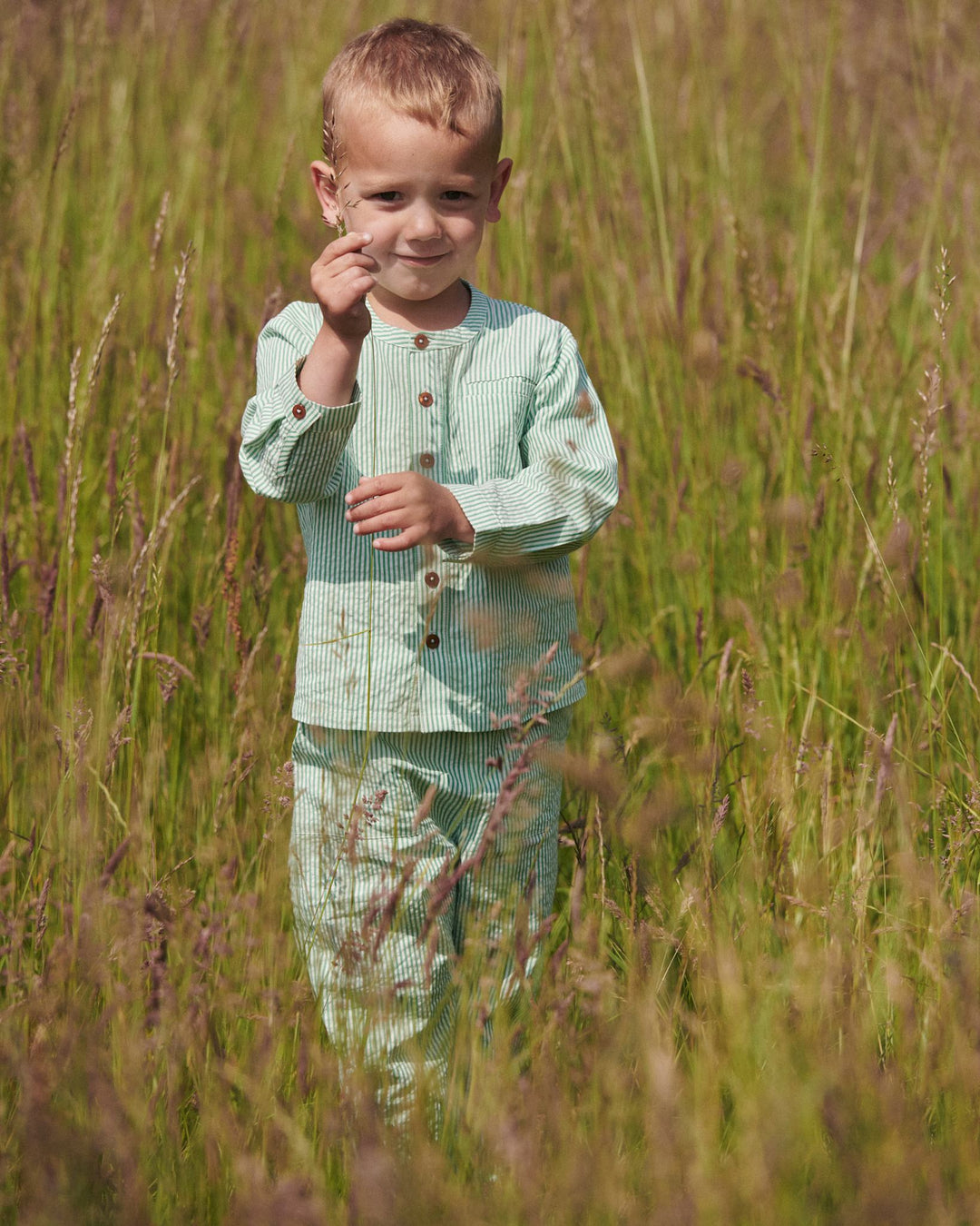 Bæk og Bølge Buks - Sharp Green w Cream Stripe