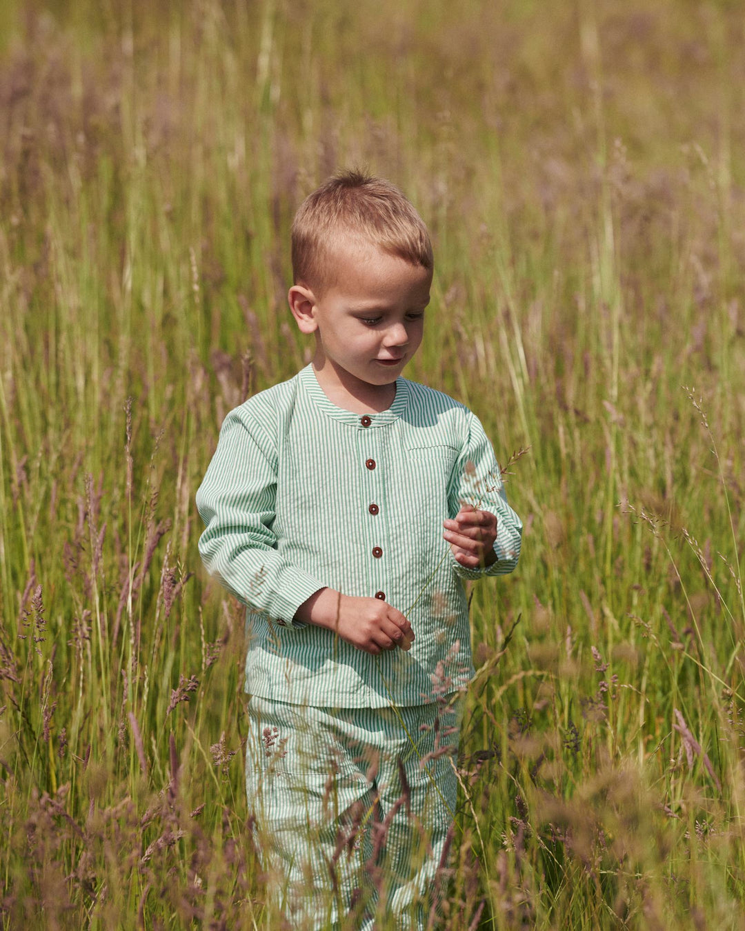 Bæk og Bølge Buks - Sharp Green w Cream Stripe