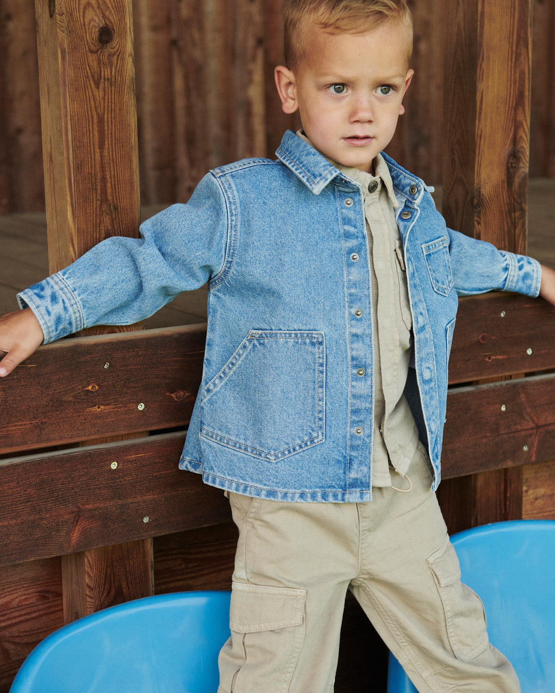DENIM JAKKE - LT BLUE INDIGO WASHED