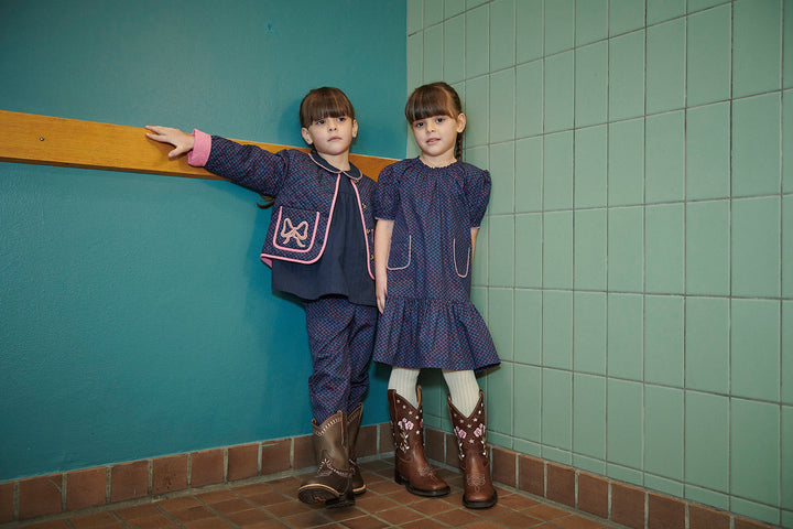 Printet Bukser m. Justerbar Talje & Lommer - Navy Flower Aop