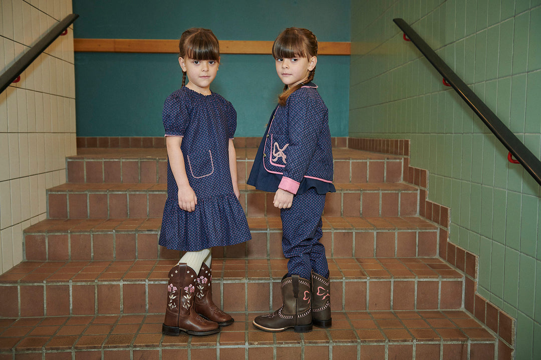 Printet Quiltjakke - Navy Flower Aop