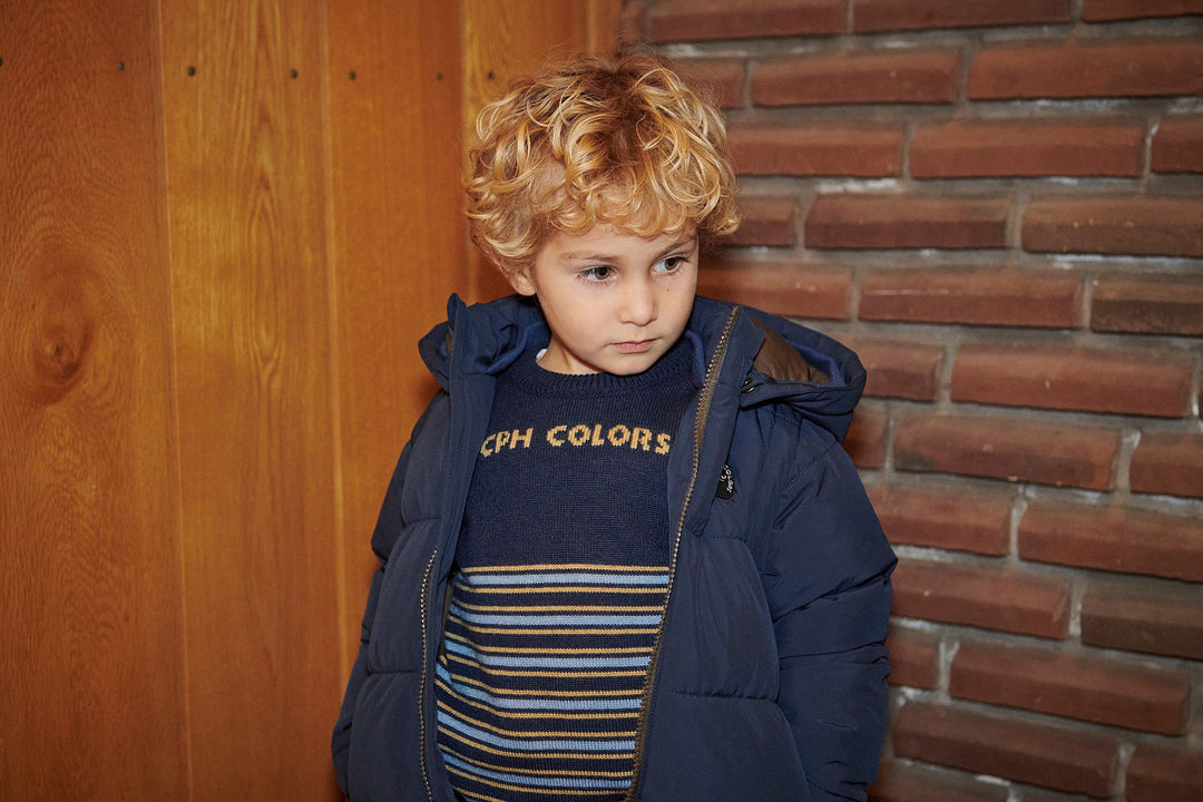 Merino Striketrøje - Navy Comb.