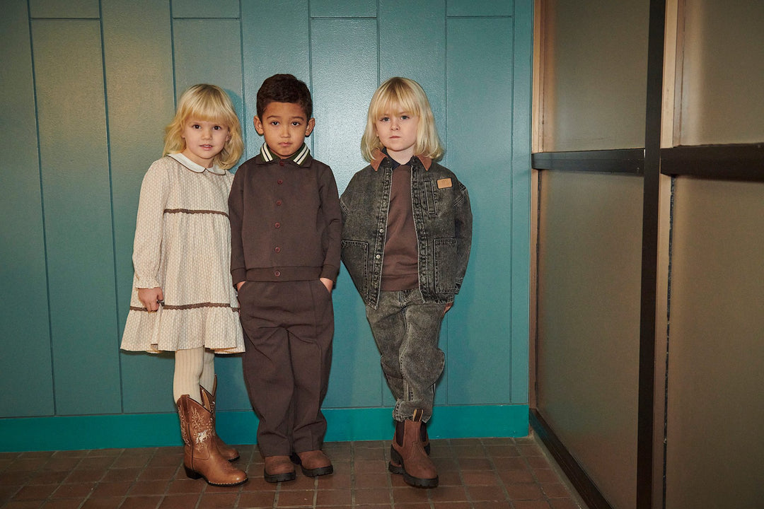 Denim Jakke m. Lining & Fløjls Krave - Washed Dk. Grey Brown w. Dk Brown Corduroy Collar