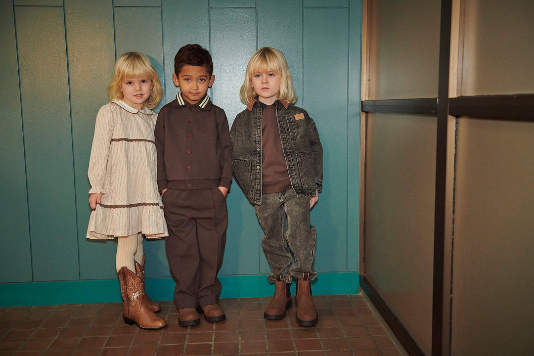 Denim Jakke m. Lining & Fløjls Krave - Washed Dk. Grey Brown w. Dk Brown Corduroy Collar