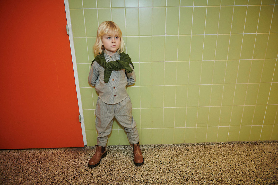 Ternet bukser m. justerbar talje - ENDLESS BLUE/BROWN CHECK COMB