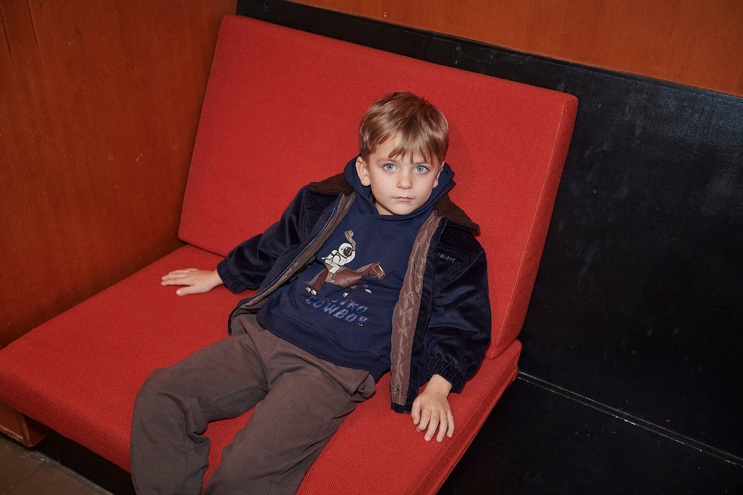 Sweat Shirt m. Hoodie - Navy