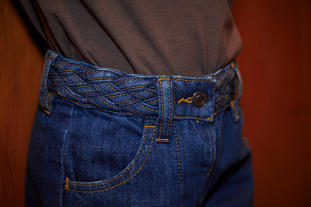 Denim Jeans m. Flettet Talje – Wide Fit - Indigo Blue Wash