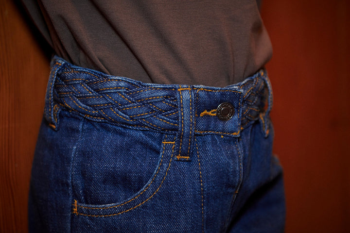 Denim Jeans m. Flettet Talje – Wide Fit - Indigo Blue Wash