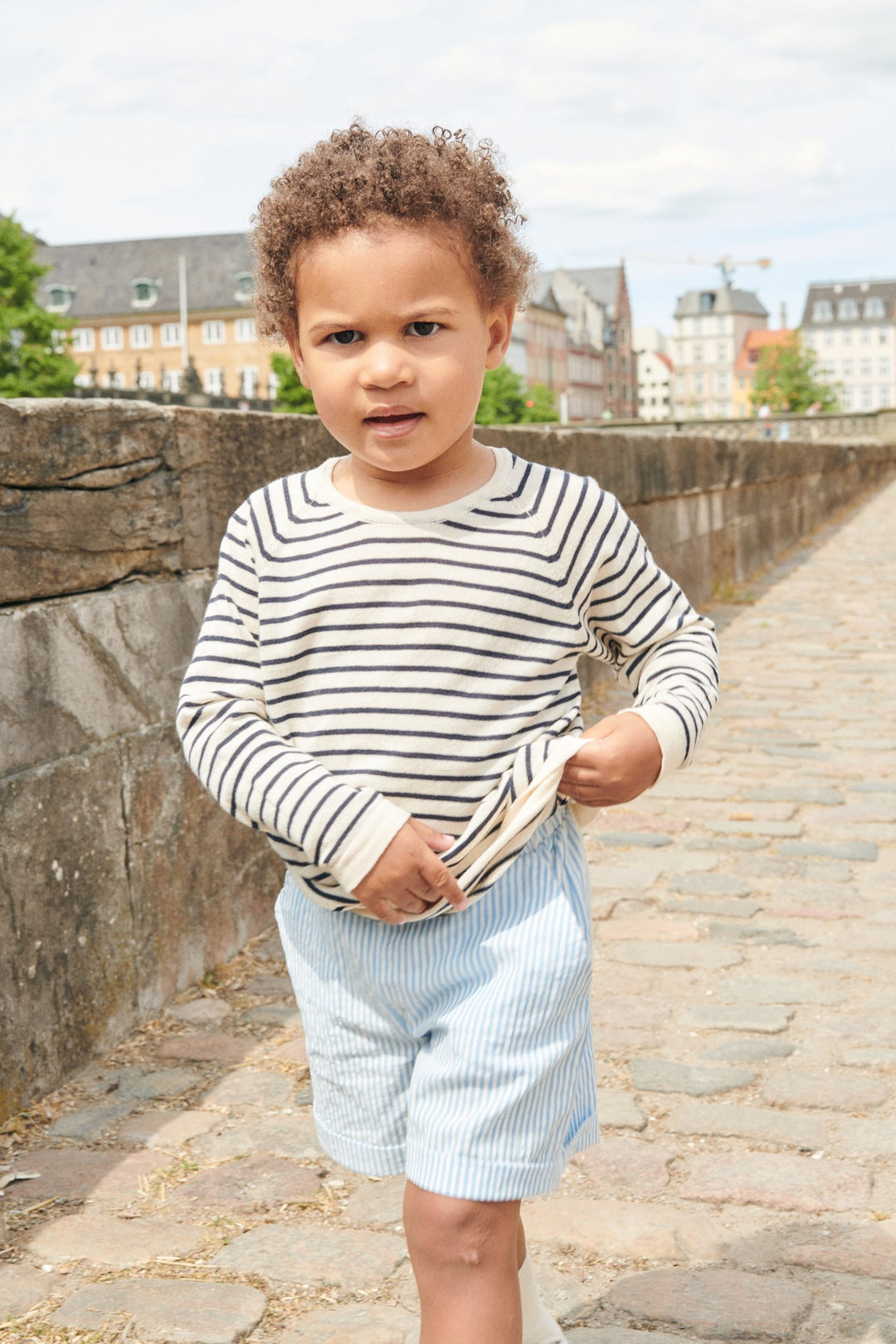 BÆK OG BØLGE SHORTS - SKY BLUE W CREAM STRIPE