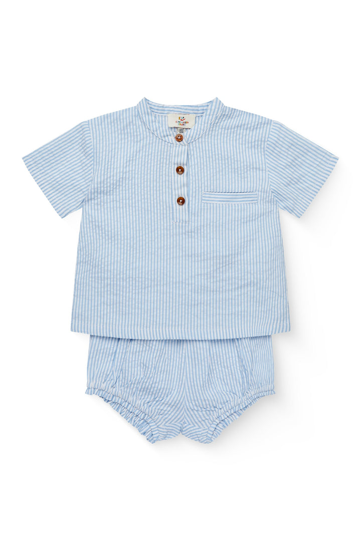 BÆK AND BØLGE BABY SET - SKY BLUE W CREAM STRIPE