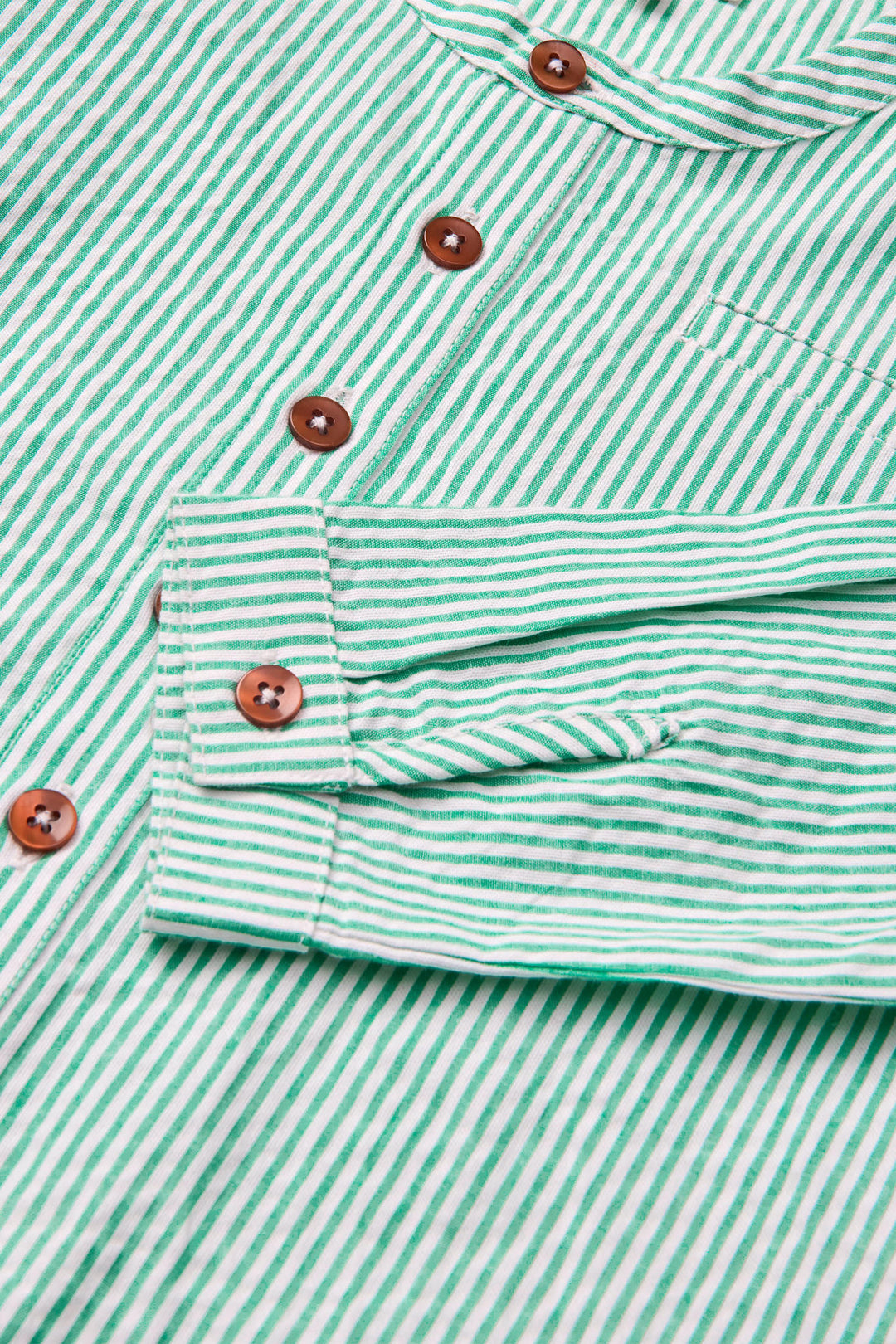 BÆK OG BØLGE SKJORTE - SHARP GREEN W CREAM STRIPE