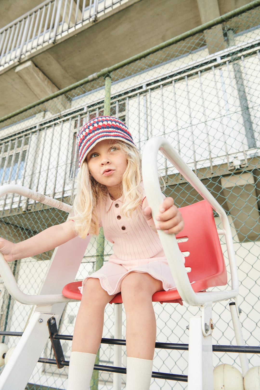 STRIKKET RIB POLO - BALLERINA/BERRY COMB.