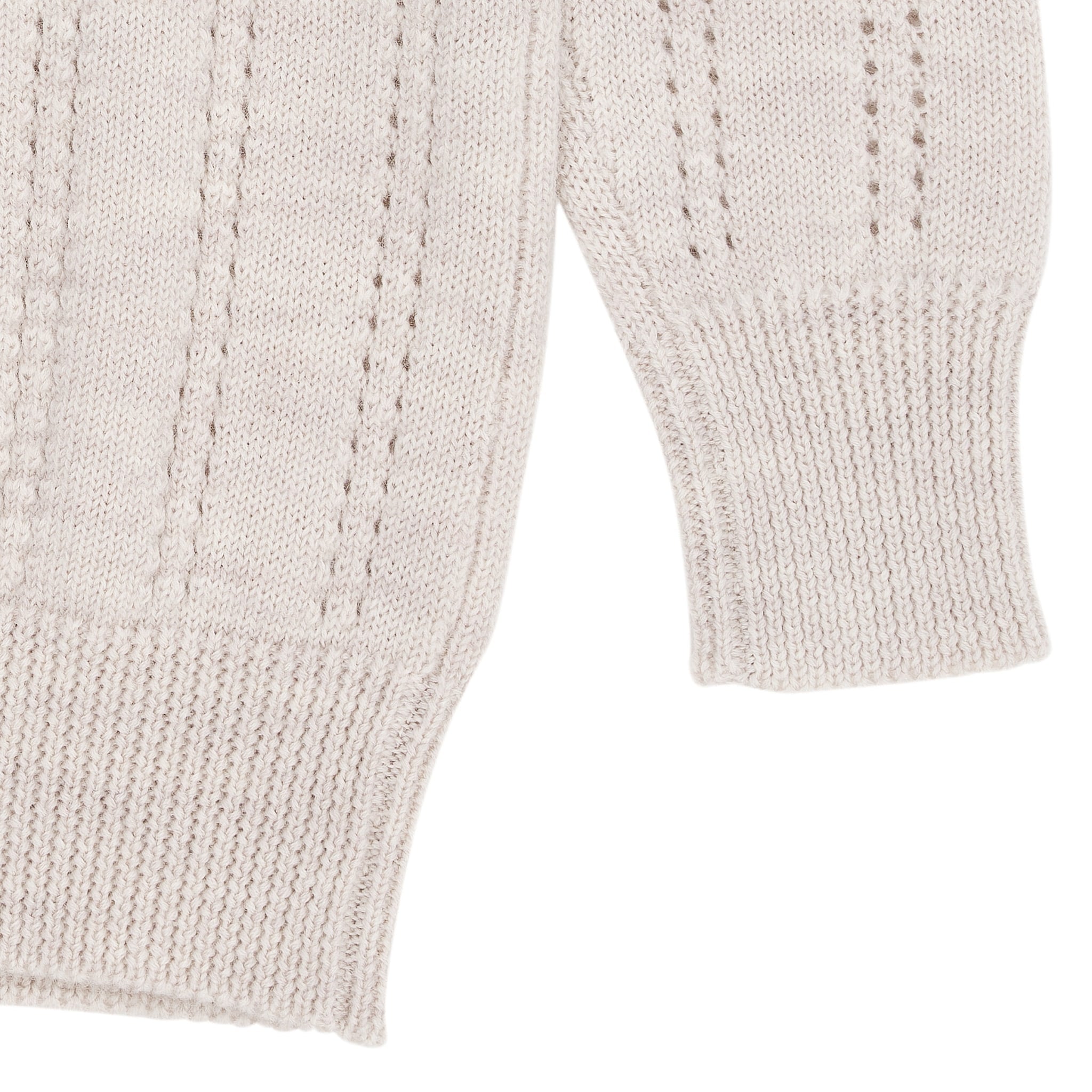 CARDIGAN M. HULMØNSTER OG KRAVE I MERINOULD - PALE CREAM MELANGE