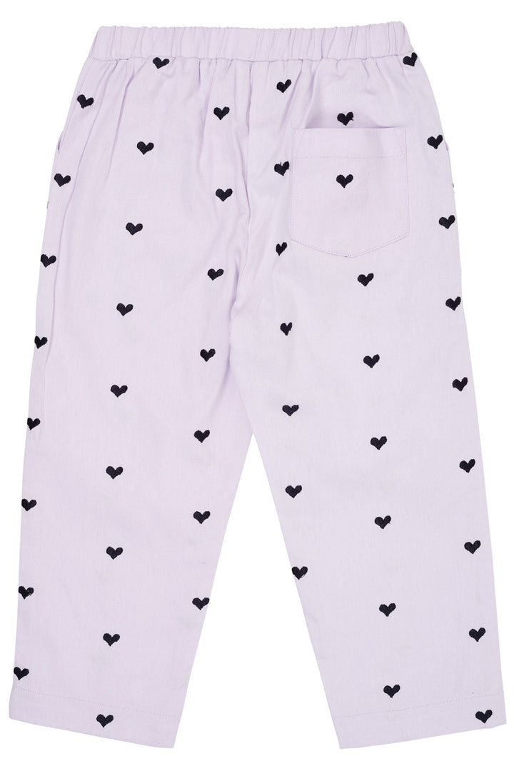 HJERTEBUKSER M. JUSTERBAR TALJE - LAVENDER W NAVY HEARTS