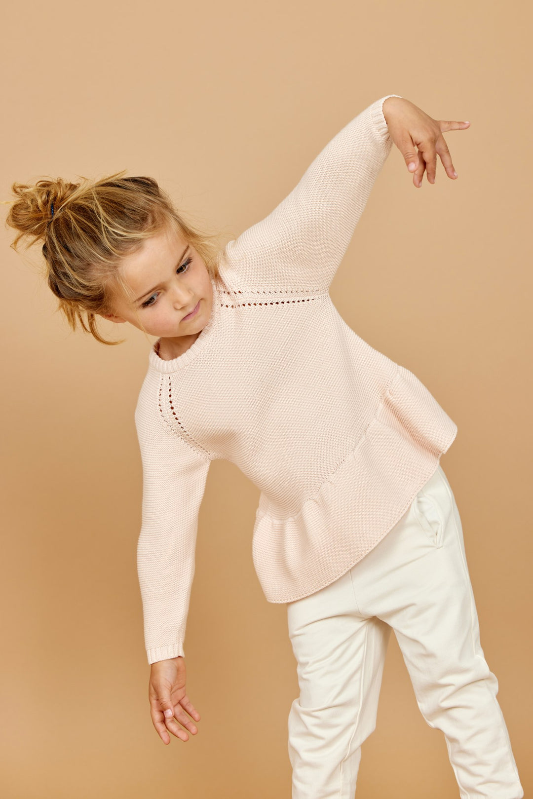 BOMULDSSTRIK TRØJE MED SKØRT - SOFT PINK