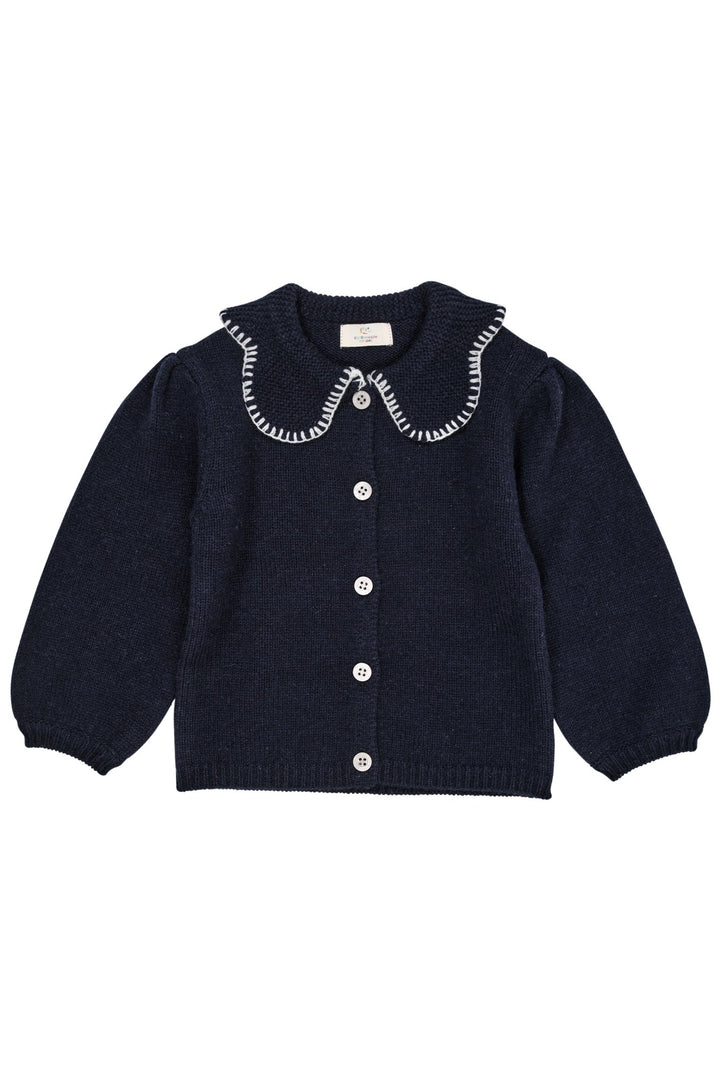 CASHMERE CARDIGAN MED KRAVE - NAVY