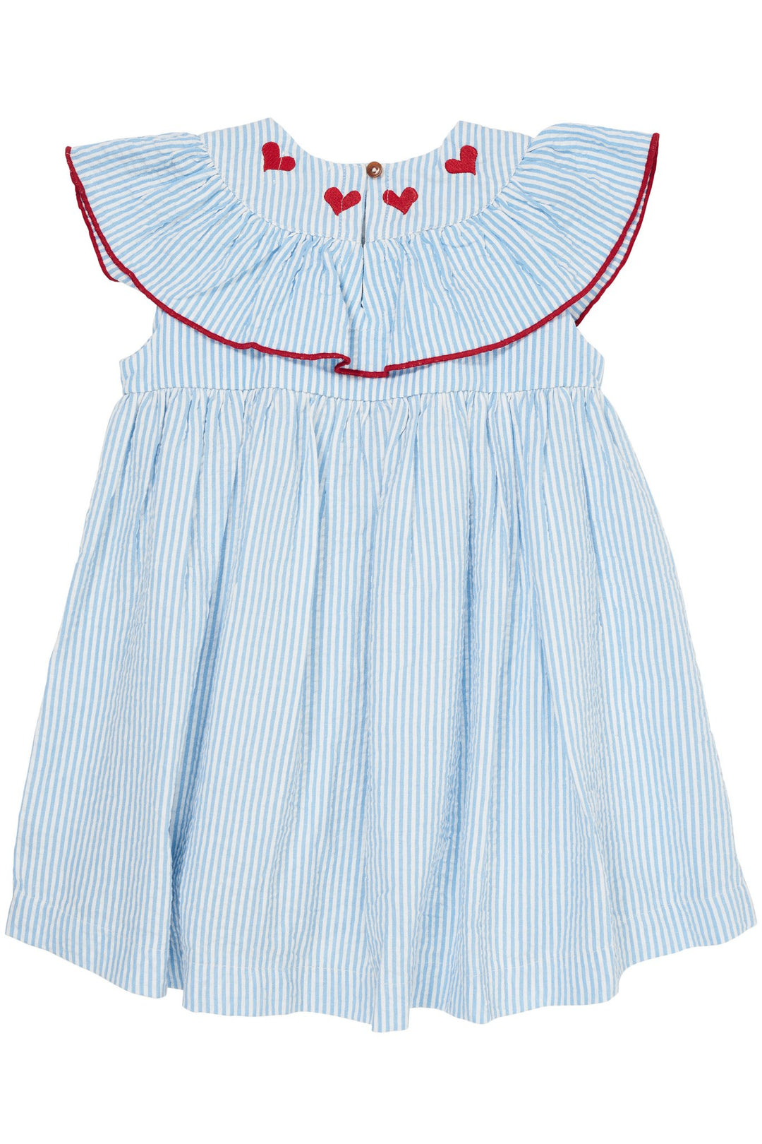 KJOLE M. HJERTE BRODERI - SKY BLUE W CREAM STRIPE W BERRY