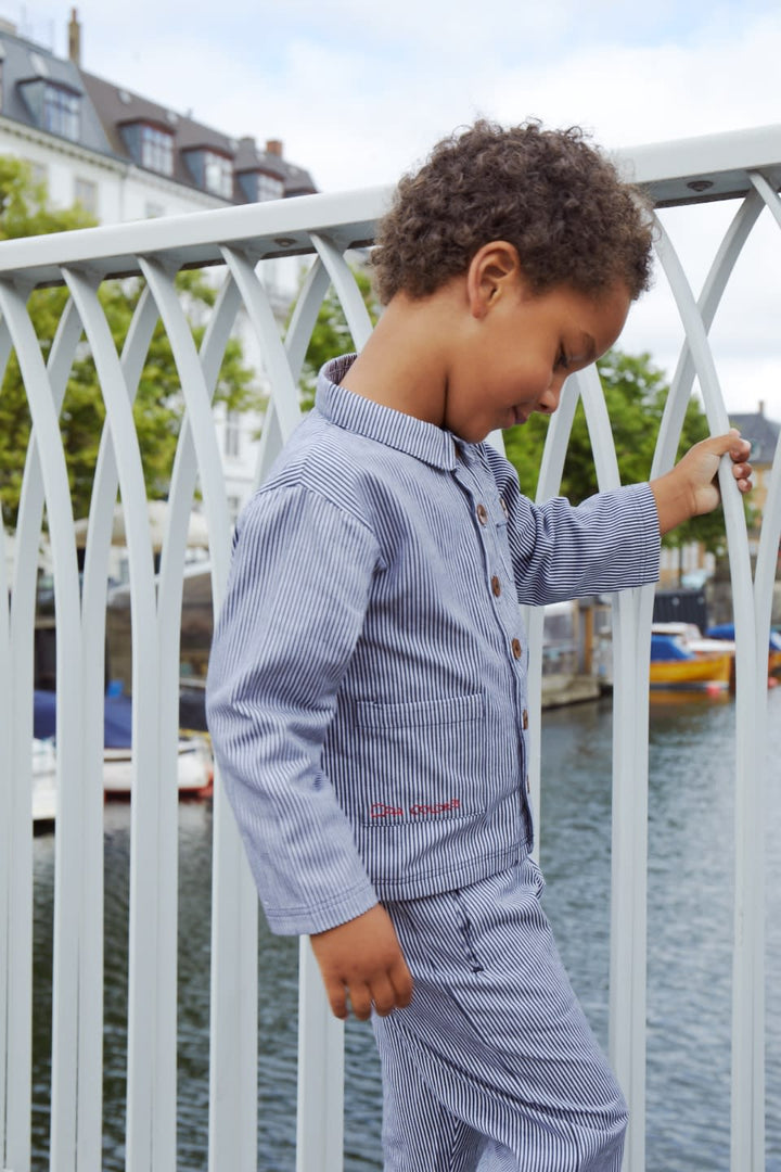 STRIBET TWILL JAKKE - NAVY STRIPE