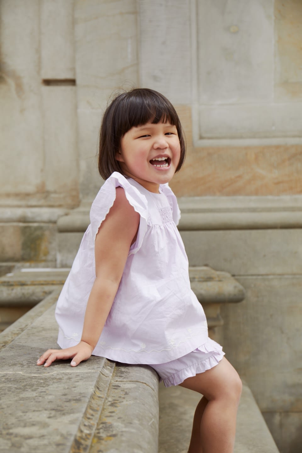 POPLIN BLUSE M. FRÆSE ÆRMER - LAVENDER COMB.