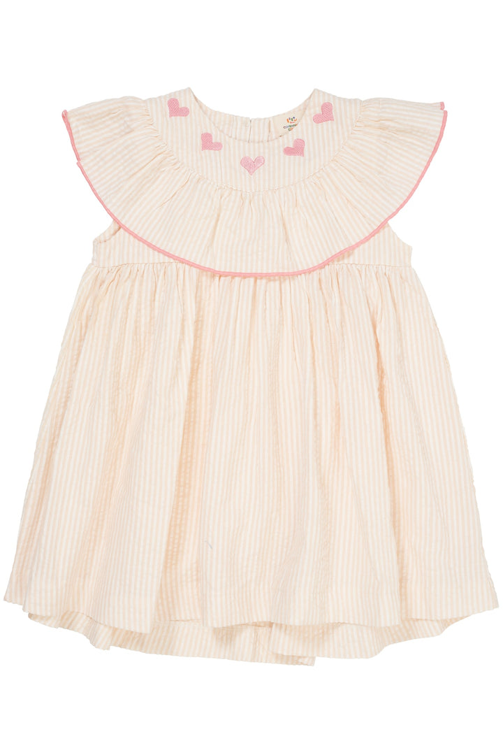 KJOLE M. HJERTE BRODERI - DUSTY ROSE W CREAM STRIPE W PINK