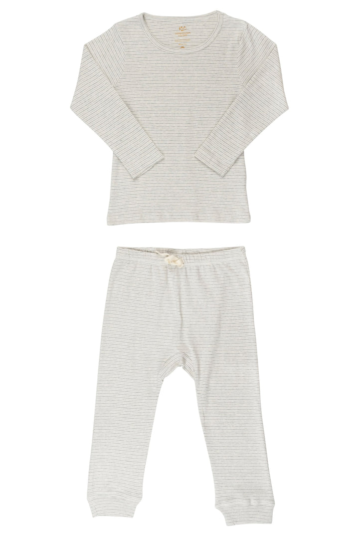 2-PAK STRIBET UNISEX LEGGING OG T-SHIRT M. L/Æ - GREY STRIPE