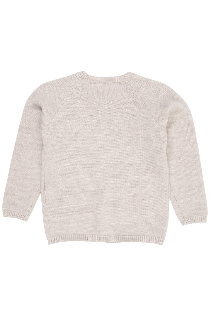 STRIKKET CARDIGAN I MERINOULD - PALE CREAM MELANGE