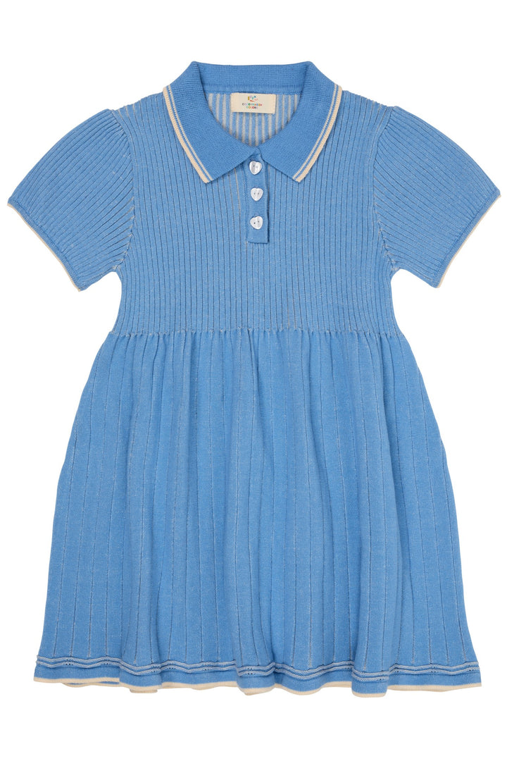 POLO STRIKKJOLE - SKY BLUE/CREAM COMB.