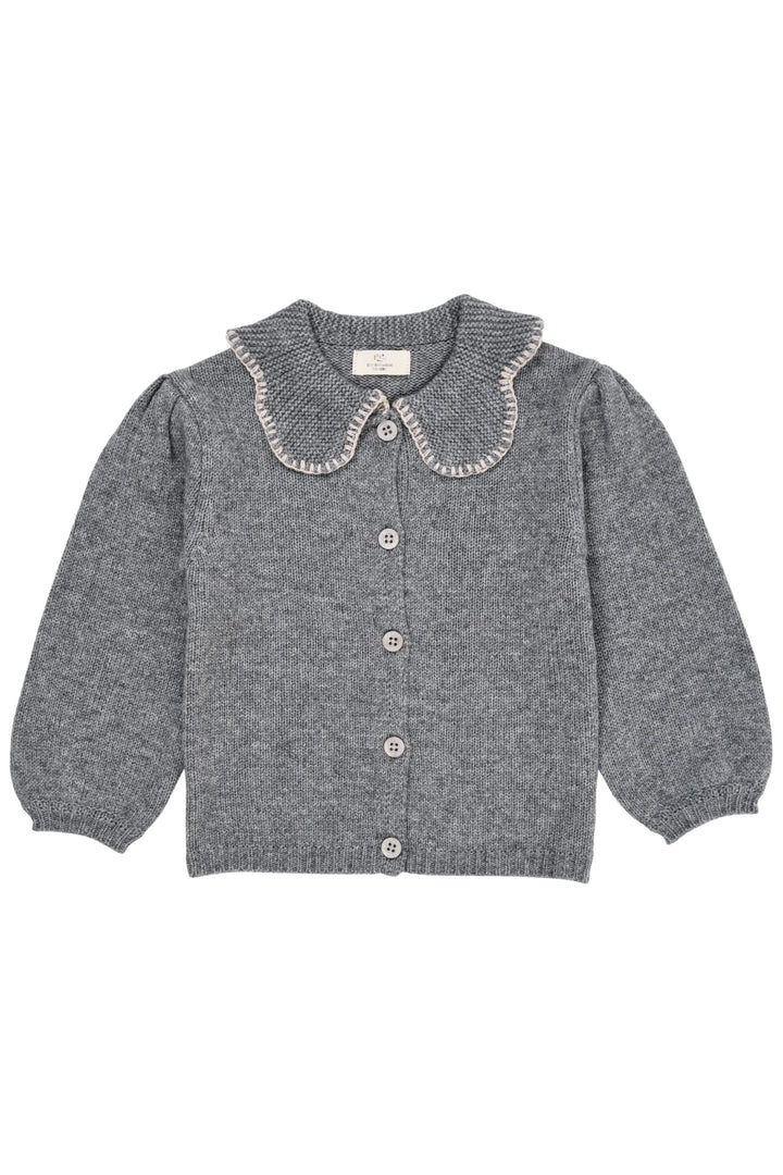 CASHMERE CARDIGAN MED KRAVE - GREY MEL