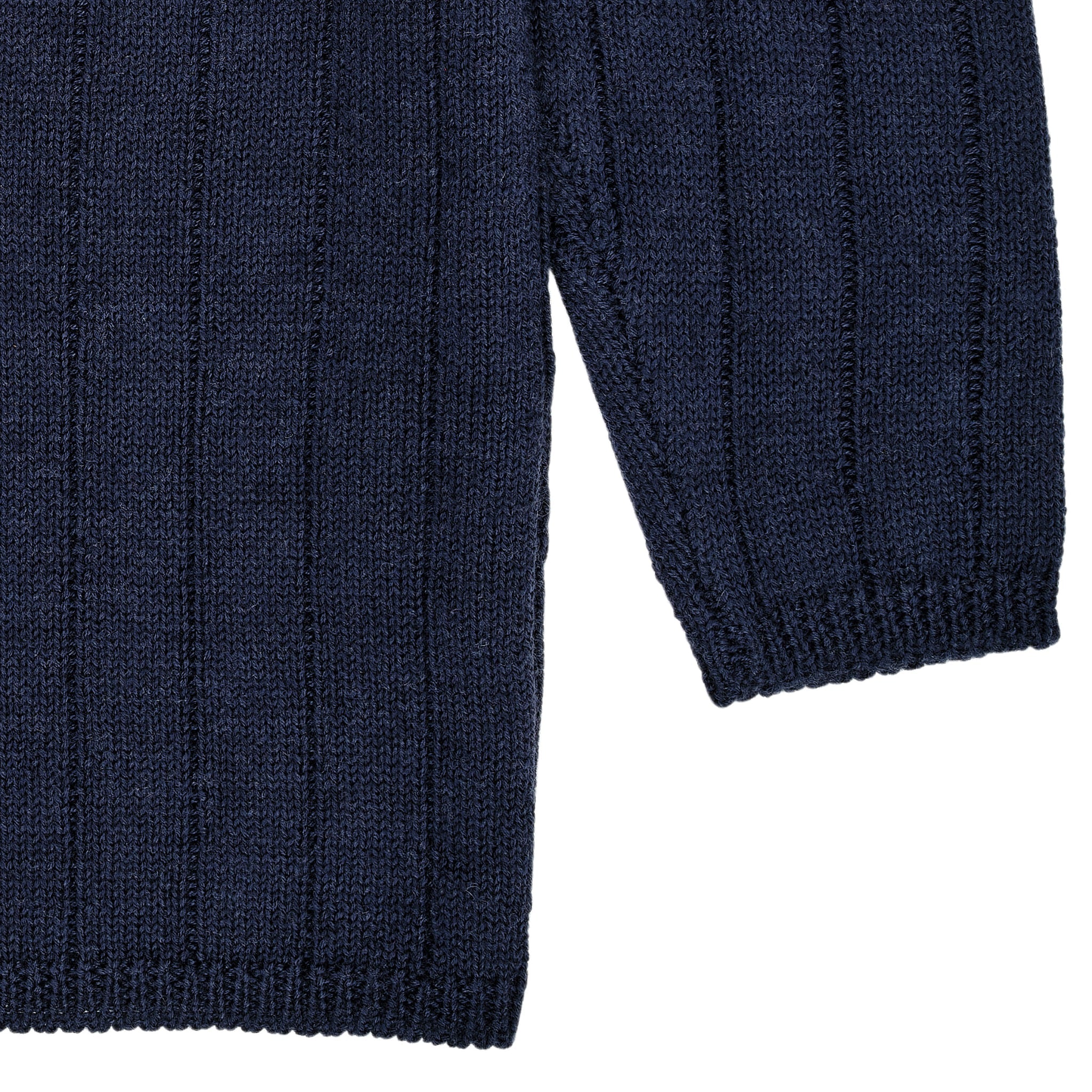 STRIKKET CARDIGAN I MERINO ULD M. BRED RIB - NAVY