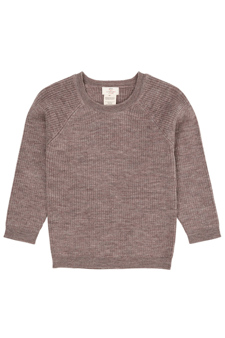 KLASSISK MERINO BLUSE I RIB - NATURAL MELANGE