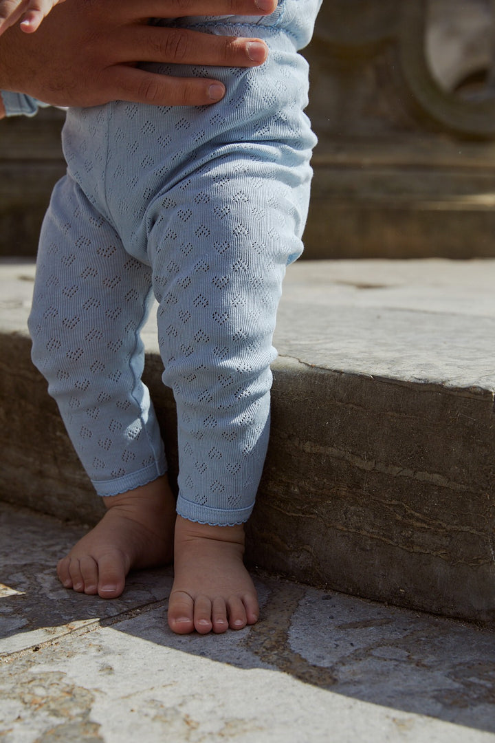 LEGGING M. HJERTE MØNSTER - DUSTY BLUE